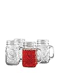 Circleware Rooster Glass Mason Jar Mugs, Set of 4, 17.5 oz, Clear