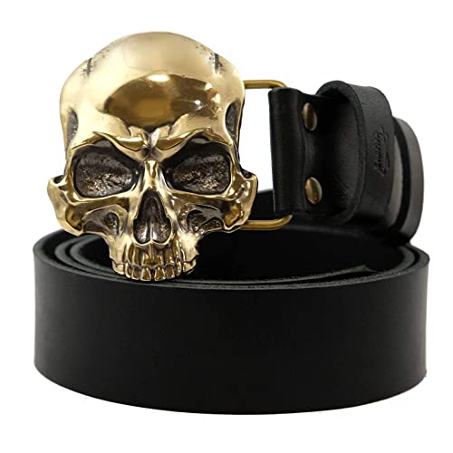 Skull belt buckle, Human skull solid brass belt buckle, solid brass belt buckle with skull - Thumbnail 4