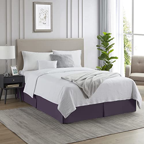 Image of Nestl Dark Purple Bed Skirt Cal King Size - Cal King Bed Skirt 14 Inch Drop - Brushed Microfiber Bed Skirts - Hotel Quality Pleated Bed Skirt - Shrinkage & Fade Resistant