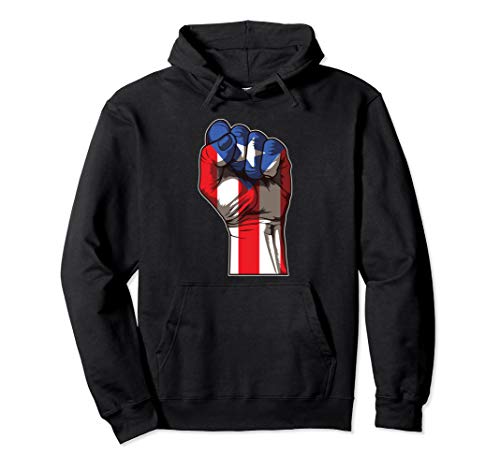 Puerto Rico Pride | Raised Fist Boricua Flag Pullover Hoodie