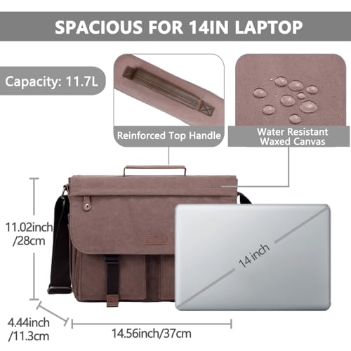 Bolsa Mensageiro para Homem, VASCHY Bolsa de Laptop Maleta Vintage Masculina Bolsa Transversal Bolsa