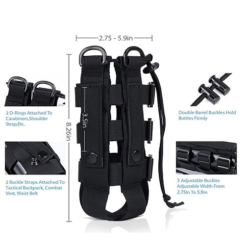 HOUSON 2 PCS Tactical Water Bottle Pouch, Molle Bottle Holde Water Bottle Bags Black - Image 2
