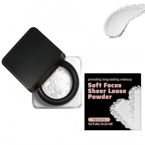 Image of Loose Setting Powder,Loose Powder for Face Makeup,Translucent Setting Powder for Oil-Control & Long-Lasting Blurring Finish,Face Powder for Mature Skin,Lightweight,6g(White)