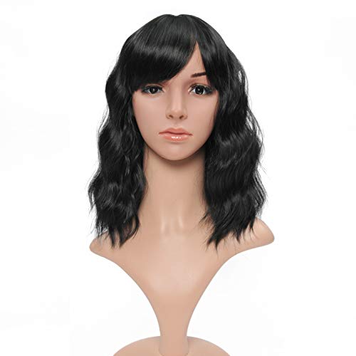 image for VCKOVCKO Bob Wave Wig With Air Bangs Natural Black Natural Curly Wavy 