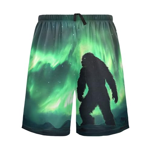 Aurora Sasquatch Men's Sleep Shorts Pajama Pants with Side Pockets Elastic Waistband Drawstring S
