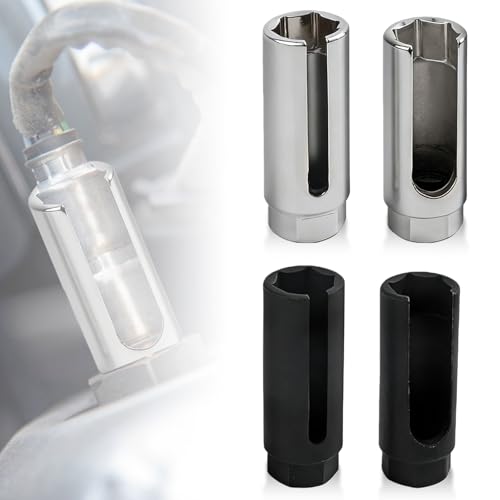 Juego de 4 llaves de sonda lambda, llave con sensor de oxígeno, herramienta de sonda lambda de 22 mm, corte lateral ancho, evita daños en cables, tuerca de 1/2 pulgadas para reparación de automóviles