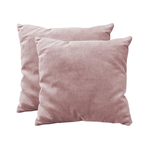Image of R home Velvet Cushion Cover | Pack of 2 | for Sofa, Bed, Car, Living Room & Chair | Decorative Throw Reversible Cushion Covers (2, Peach, 18 X 18 INCH)