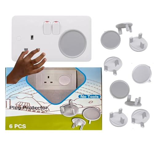 S&D Plug Socket Covers UK Plastic Outlet Plug Covers for sockets UK Protector Baby Secutity Shock Prevention Child Safe Child Proof Easy Install (Pack of 6)