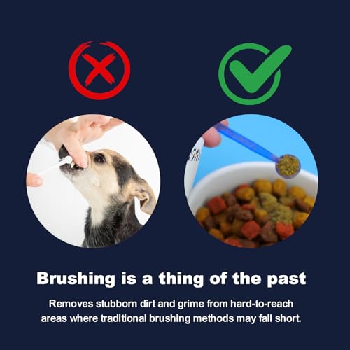 Image of Dog Breath Freshener Dental Powder-Teeth Cleaning Powder for Dogs with Probiotics & Herbs-Plaque & Tartar Remover Oral Care-Chicken & Bacon Flavor-45 & 75 Scoops (45 Scoops, Bacon)