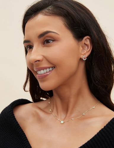 Mameloly 14K Gold Plated Station Necklaces for Women Dainty Tiny CZ Opal Necklace Pendant for Her4