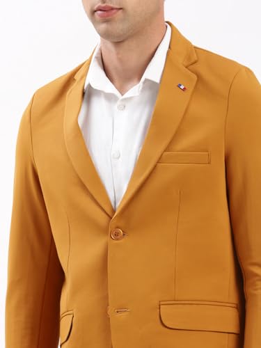 Image of SHOWOFFFF Men Solid Single Breasted Casual Blazer | Notched Lapel Full Sleeves Cotton Blazer for Mens | Slim Fit Regular Length Blazer for Men's