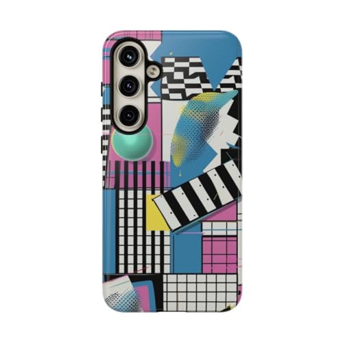 Coque Samsung Galaxy S24 Plus rigide brillante à motif abstrait géométrique coloré