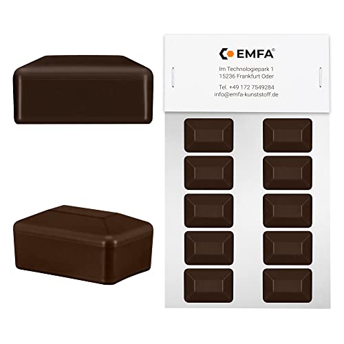 EMFA Zaunpfahlkappe rechteckig 60x80 mm Braun 10 Stück Pfostenkappen Kunststoff Pfostenkappen Abdeckkappen Zaunkappen