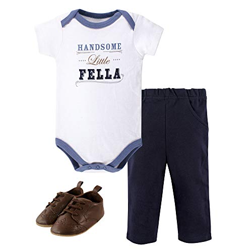 Image of Little Treasure Unisex Baby Cotton Bodysuit, Pant and Shoe Set