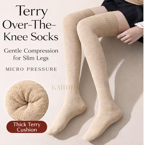 Image of Kaththai Wool Warm Thigh High Socks for Women | Soft & Breathable Knit Thermal Leg Warmers | Versatile Multi-Way Wear, Knee-Length | Winter & Fall Essential