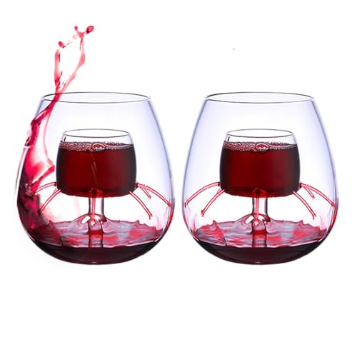 Bicchiere da vino aerato, bicchiere da decanter da vino | Set decanter per aerazione | Decanter per bicchieri da vino a fondo e calice per feste, casa, uffici, hotel