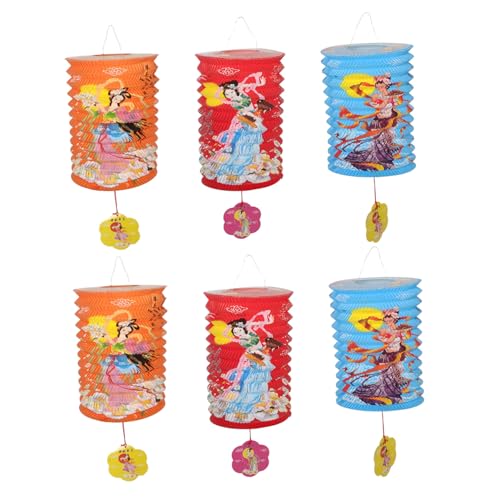 CORHAD 6stücke Chinesische Faltlaternen Aus Papier Laterne Im Asiatischen Stil Für Party-Dekoration Mit Haken Für Einfachen Aufhängen Für Festliche Veranstaltungen