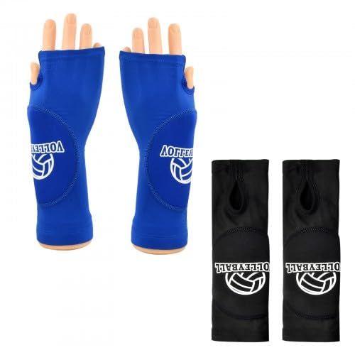 2 Pares Mangas para Brazo de Voleibol, Volleyball Mangas Protectoras para Brazos con Esponja Anticolisión y Orificio para el Pulgar, para Mujeres Hombres, M