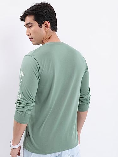 Image of KETCH Men Polyester Relaxed Fit Printed Full Sleeve T-Shirt