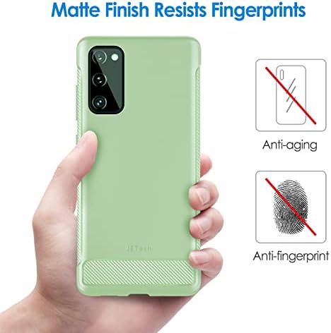 JETech Slim Fit Case Compatible with Samsung Galaxy S20 FE 5G 6.5-Inch, Thin Phone Cover with Shock-Absorption and Carbon Fiber Design (Green)