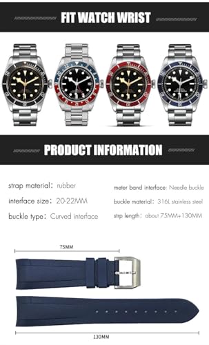 Bracelet montre caoutchouc bleu 22mm pour vos activités nautiques