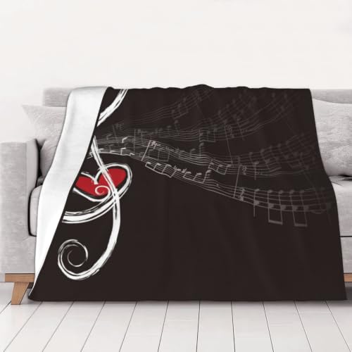 Couverture en flanelle contre le froid plaid doux musique 125x100cm pour canapé