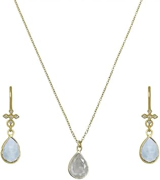 Clear Quartz Crystal Necklace & Earring for Women, 925 Sterling Silver