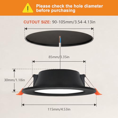 Spot LED encastré 3 couleurs réglables 600LM avec commutateur