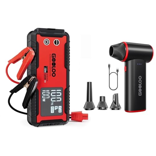 GOOLOO 6000A Jump Starter GT6000 Car Starter & GOOLOO F3 Compressed Air Duster, 150000RPM Duster for Cleaning - Detailed View