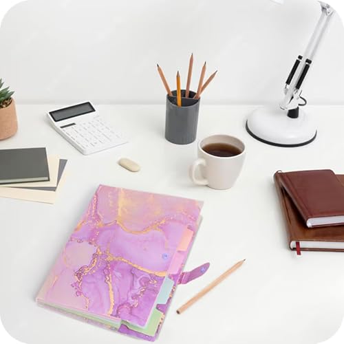 Image of Corslet Expanding File Folder, Aesthetic Folders for School, Accordion File Organizer, Aesthetic Folder with Labels,5 Pockets Important Document Folders for School Office Home Marble Blue