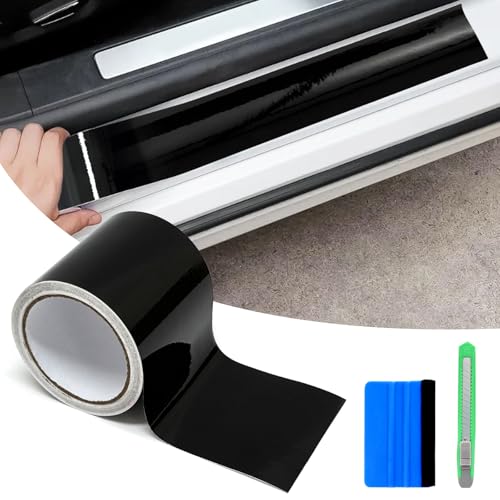 Gloss Black Vinyl Wrap with Tool Kits Blackout Chrome Delete Tape for Car Window Trim Door Edge Guard Air Release Satin Vinyl Wraps Film Decals (Gloss Black 2Inchs x 30Feet)