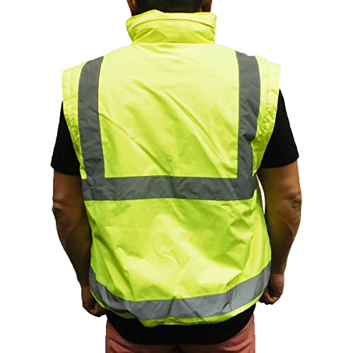 SAJ5000, ANSI/ISEA Class 3, Safety 3-in-1 Bomber Jacket, Reversible, Detachable, Resistant, Pockets, Neon Green4