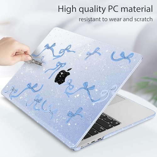 Image of Tuiklol for MacBook Air 13 inch Case M5 2026 M4 2025 M3 2024 M2 2022 Release Model A3449 A3240 A3113 A2681,Plastic Hard Shell Cover for MacBook Air 13.6 with Touch ID, Blue Bow