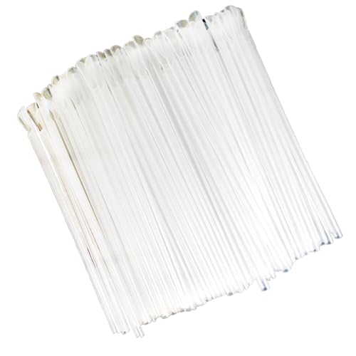 100 pitillos plásticos transparentes con cuchara, flexibles miniatura 1