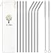 ALINK 10.5" Long Stainless Steel Straws, Set of 8 Reusable Replacement Metal Straws with Silicone Tips and Cleaning Brush