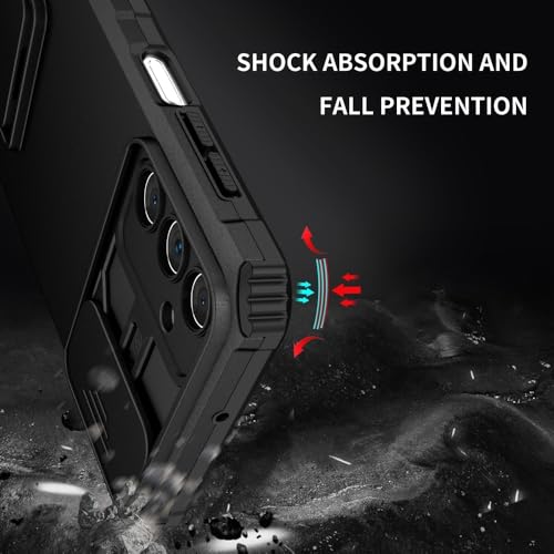 Image of Back Cover Case for Samsung Galaxy A56 5G | Sliding Camera Shield | Stereoscopic Stand | 360 Protection Mobile Phone Case Cover for Samsung Galaxy A 56 / A56 5G | PC, Black Back Cover