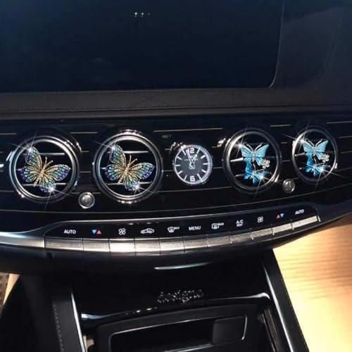 Image of 4 Pcs Blue Bling Butterfly Car Air Fresheners Vent Clips Diffuser Vent Clip Rhinestone Diamond Decoration Car Interior Decor Cute Accessories for Women, Automotive Air Fresheners（2 styles）