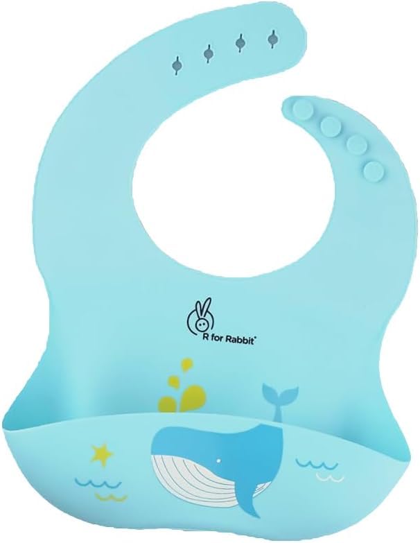 R for Rabbit Safari Silicone Bib for Baby Food Feeding BPA Free, Baby Apron Adjustable Straps With Food Pocket, Mess Free, Waterproof, Washable & Reusable Ideal for Babies 6 to 36 Months (Lake Blue)-image-40