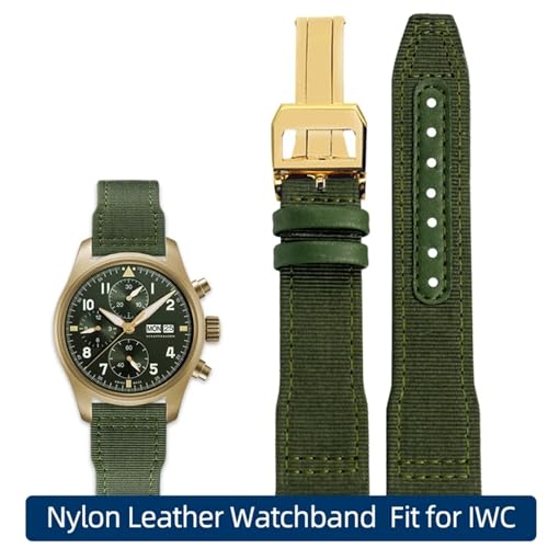 Bracelet montre IWC Big Pilot nylon et cuir noir premium 22mm