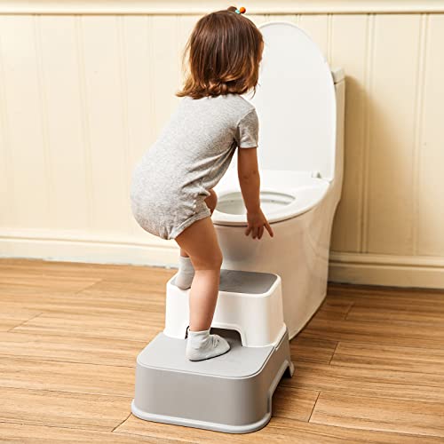 Image of Toddler Step Stool for Bathroom,Kids Step Stool for Potty Training,Toilet Stool, Slip Resistant (Blue, 2)