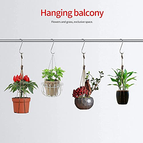 Image of S Hooks for Hanging - S Shaped Heavy Duty Stainless Steel S Type Cap Hook 3.25 Inch (4mm) Long Extension for Clothes, Wardrobe, Kitchenware, Office, Bathroom, Plants, Pots - Pack of 6 (Silver)