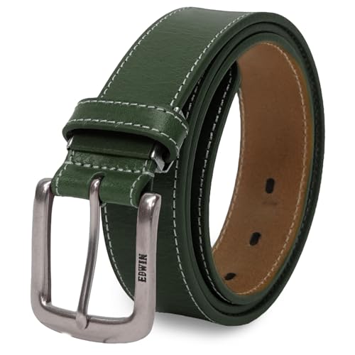 [エドウイン] ベルト 30mm 116cm 日本製 牛革 手塗りレザー シングルステッチ 0111173 メンズ 22269291 グリーン 幅3.5×全長117cm