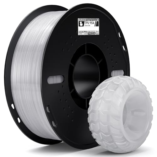 ELEGOO TPU 95A 3D Drucker Filament 1 75 mm Durchscheinend 1 KG Flexibles Weiches Filament 3D Druckmaterialien 1 kg Kunststoffspule (2 2 lbs) für die Meisten -3D-Drucker