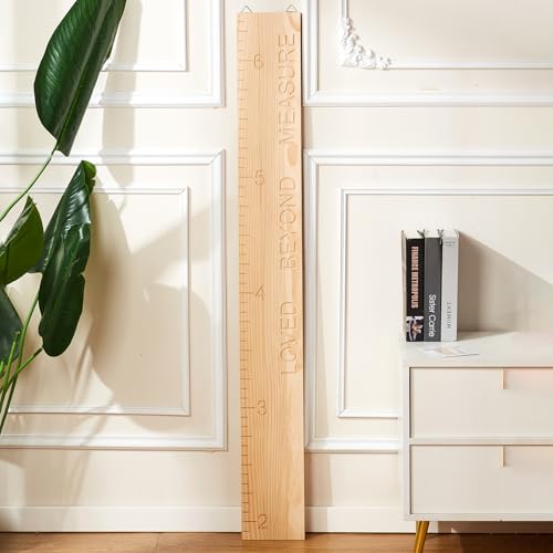 One-Piece Height Chart for Kids Solid Wood Growth Chart for Wall Measurement Board for Nursery Wall Decor