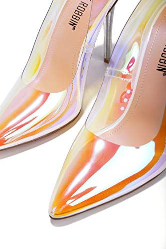 Image of Women's Pointed Toe Heels - Transparent Upper, 3.75 inch Lucite Heel & Genuine Leather Insole, Classy Pointy Pumps (Glass Doll.A)