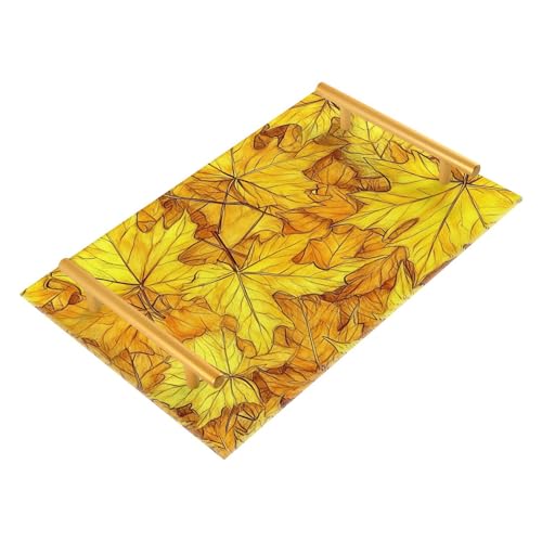 Best Decorative Trays for Coffee Tables Canada: Stylish & Functional Picks 2 Canada Yellow Maple Leaf Decorative Vanity Trays with Handles Decorative Coffee Table Tray for Jewelry Perfume for Kitchen Serving asafates Grandes para servir comida