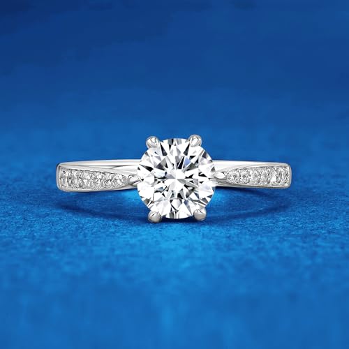 VOLUKA 925 Sterling Silver Simulated Dimond CZ 1CT Cubic Zirconia Rings for Women Classic Eternity Band Rings Promise Wedding Statement Engagement Rings4