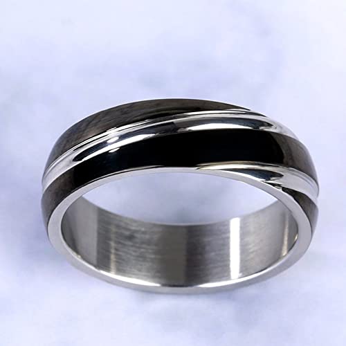 Jeulia Black Simple Titanium Steel Men's Band Wedding Black Ring Finish Beveled Polished Edge Comfort Fit Engagement Band Ring with Gift Box4
