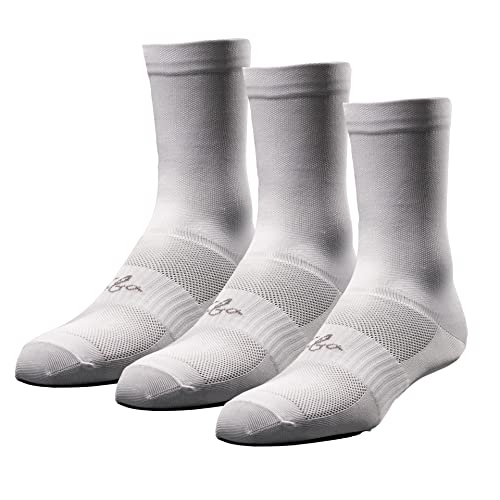 Taba Sport Unisex Compression Cycling Socks – 7''Length Biking Socks For Road Cycling (White, 3 Pack) One Size #TOP21