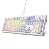 e元素 Z-104 メカニカルキーボード 有線 ゲーミングキーボード US配列 テンキー付き 銀軸 RGB ホットスワップ対応 ガスケット構造